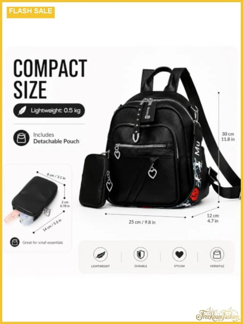 Convertible Vegan Leather Small Backpack Purse for Women